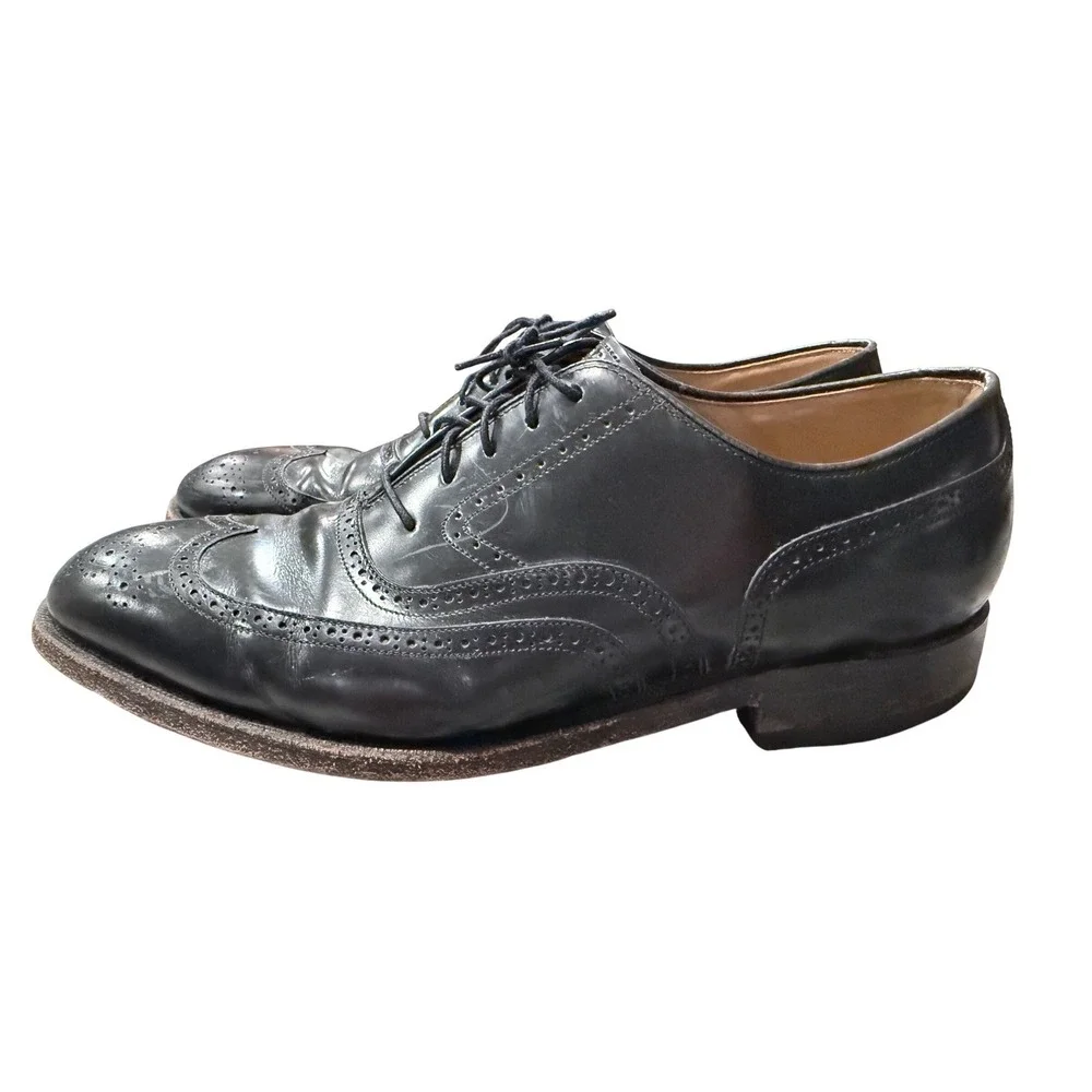Johnston & Murphy Black Leather Wingtip Oxford Dress Shoes Men's‎ 8.5 D/B 90829